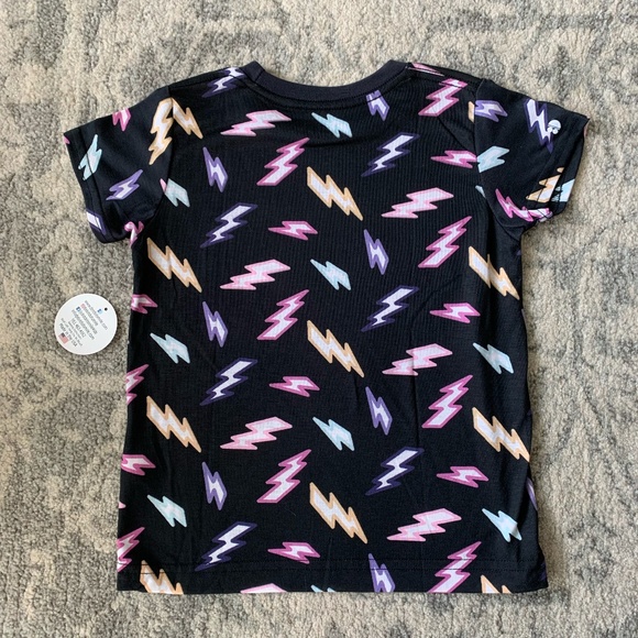 NWT Dot Dot Smile T-Shirt, ⚡️ Colorful Lightning bolts on Black ⚡️ , Size 8 - Picture 2 of 4
